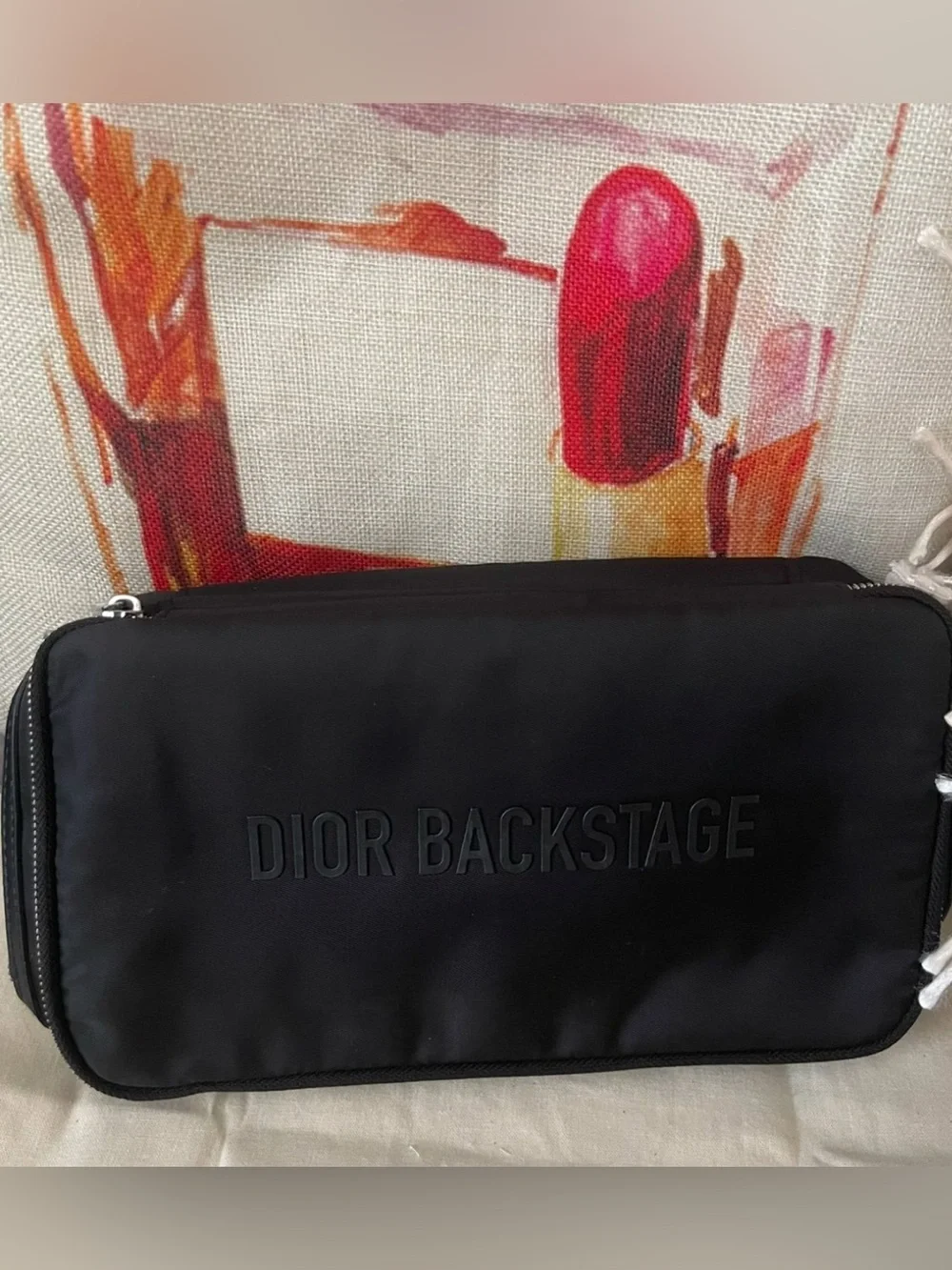 Dior Black Backstage Travel Toiletry Pouch with brushes and Box . NWT
